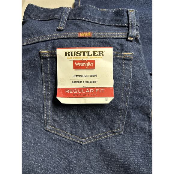Rustler Wrangler Jeans Mens 38x34 Regular Fit Straight Leg Heavyweight Denim New - Picture 3 of 6